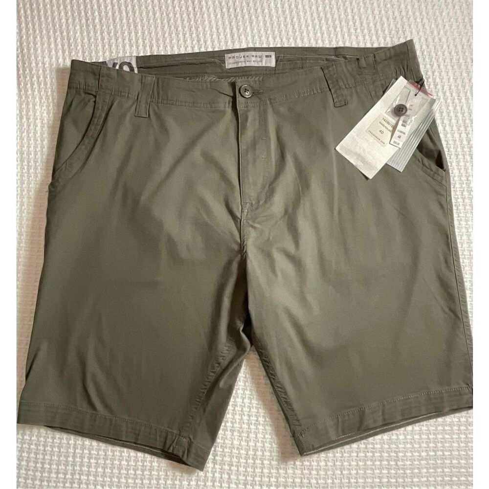 PROJEK RAW Mens Size 40 - 9 in. Twill Shorts in Dark Sage